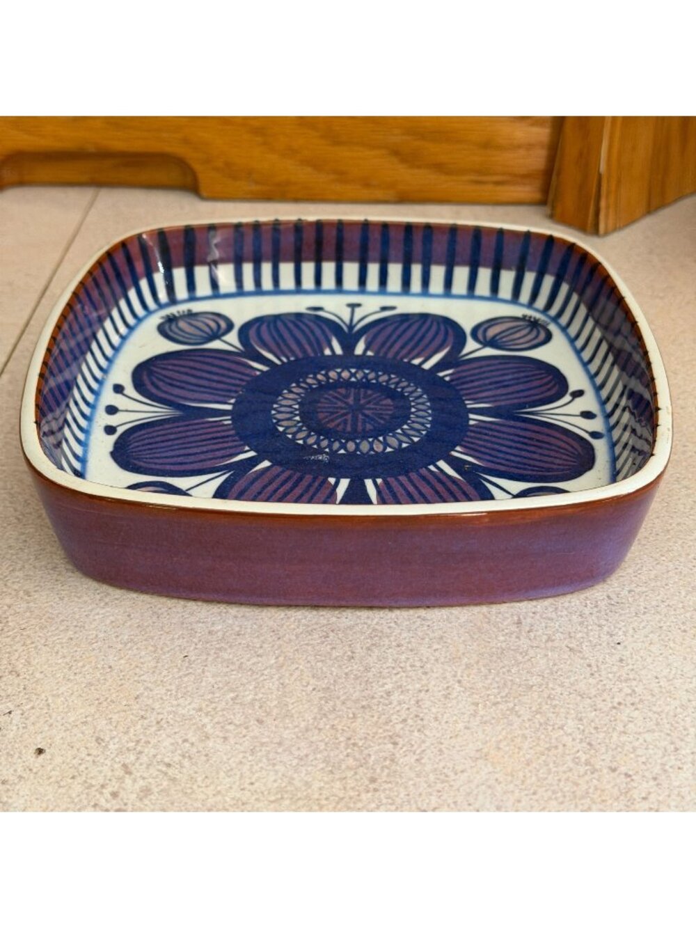 Royal Copenhagen Vintage Tenera Faience Marianne Johnson Square Floral Bowl 6.5"